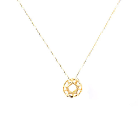 SPACE ELEMENT(DODECAHEDRON)DIFFUSER NECKLACE in 18ct Gold